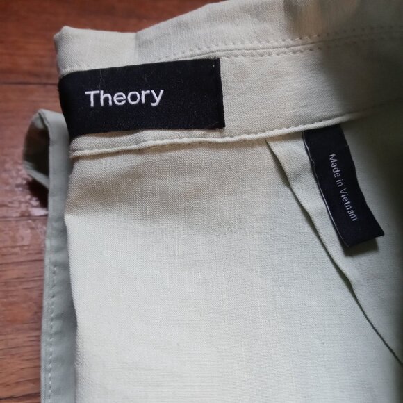 THEORY oversized linen blend blazer in mint (sz4) - Picture 9 of 16